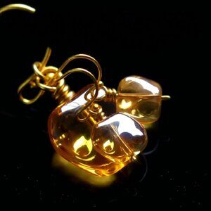 Shimmering Yellow/Golden Warped Tile Drop Earrings